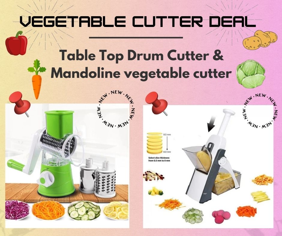 Mandoline Vegetable Cutter, Chopper, Slicer & Table Top Drum Cutter (random Color)