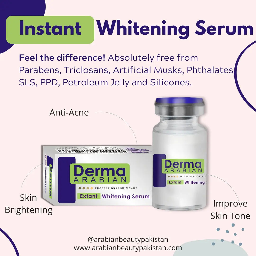 Derma Arabian Instant Whitening & Brightening Serum - Combat Dark Spots & Achieve Even Tone - Repair Wrinkles- Reduce Freckles